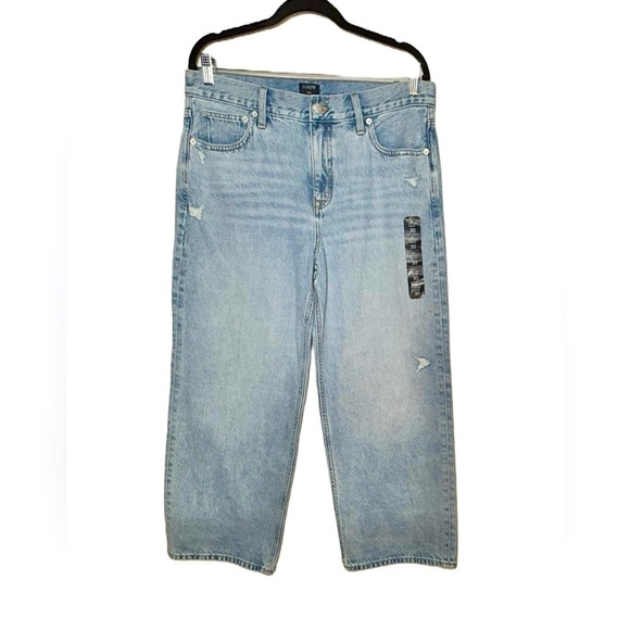 NWT J. Crew Factory 90s Vintage Baggy Jean in Light Blue Wash, Distressed, 30 - Picture 4 of 14